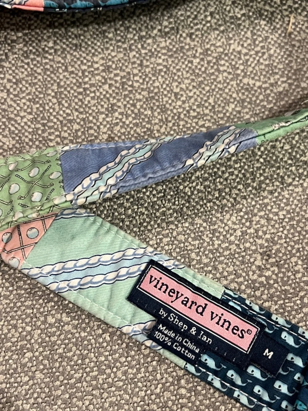 Vineyard Vines Kids Patchwork Belt in Pastel Pink, Green, Blue